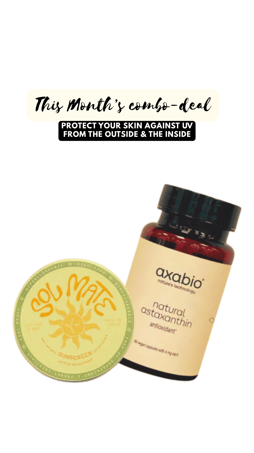 Sun Defense Ritual Duo: Sunscreen (70ml) + Astaxanthin (60 softgels) - Farmatuur